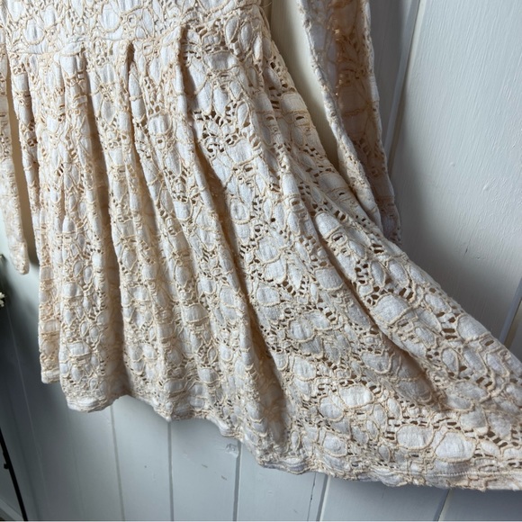 Free People Rose Garden Eyelet Lace Pleated Mini Dress - Picture 5 of 14